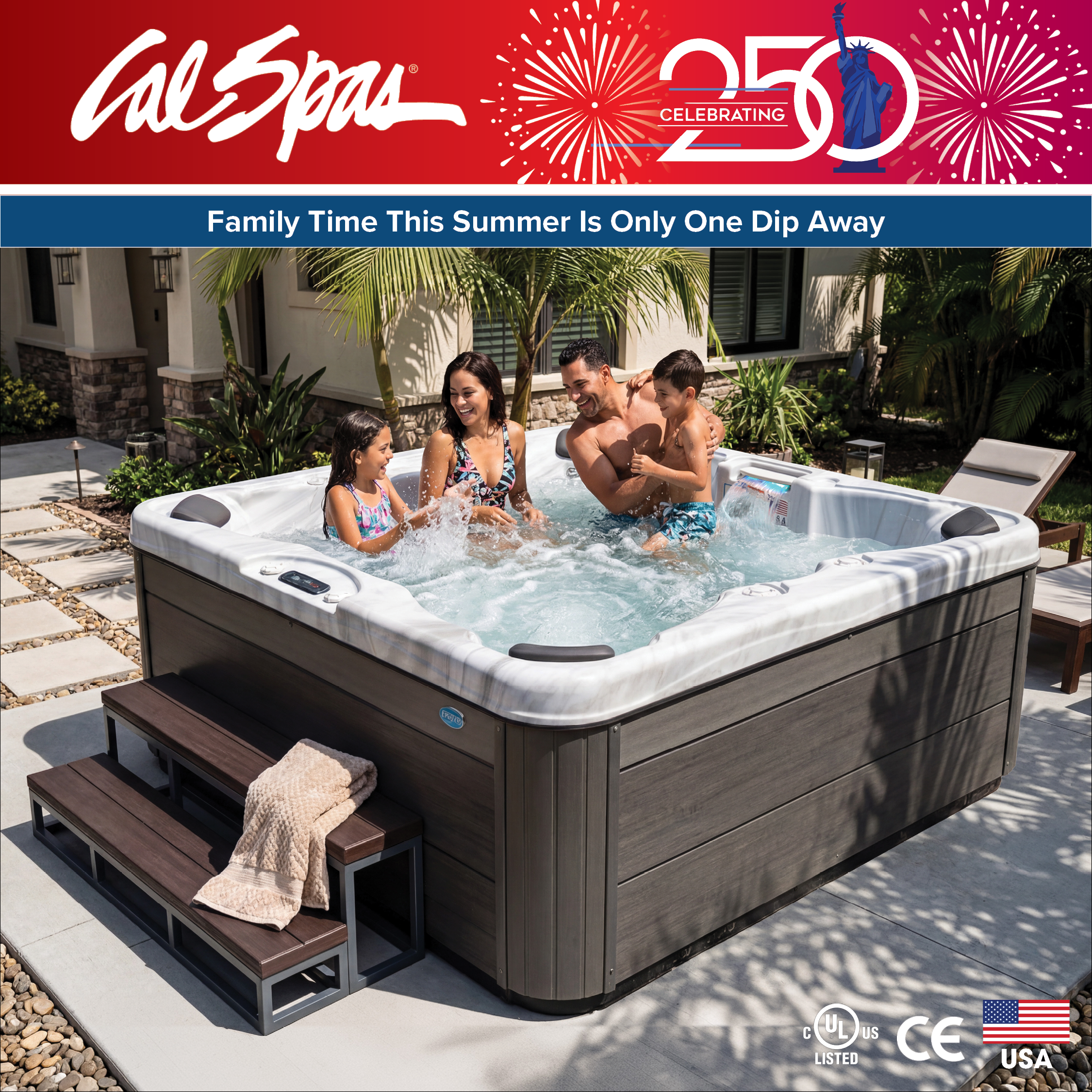 Calspas hot tub being used in a family setting - Manteca